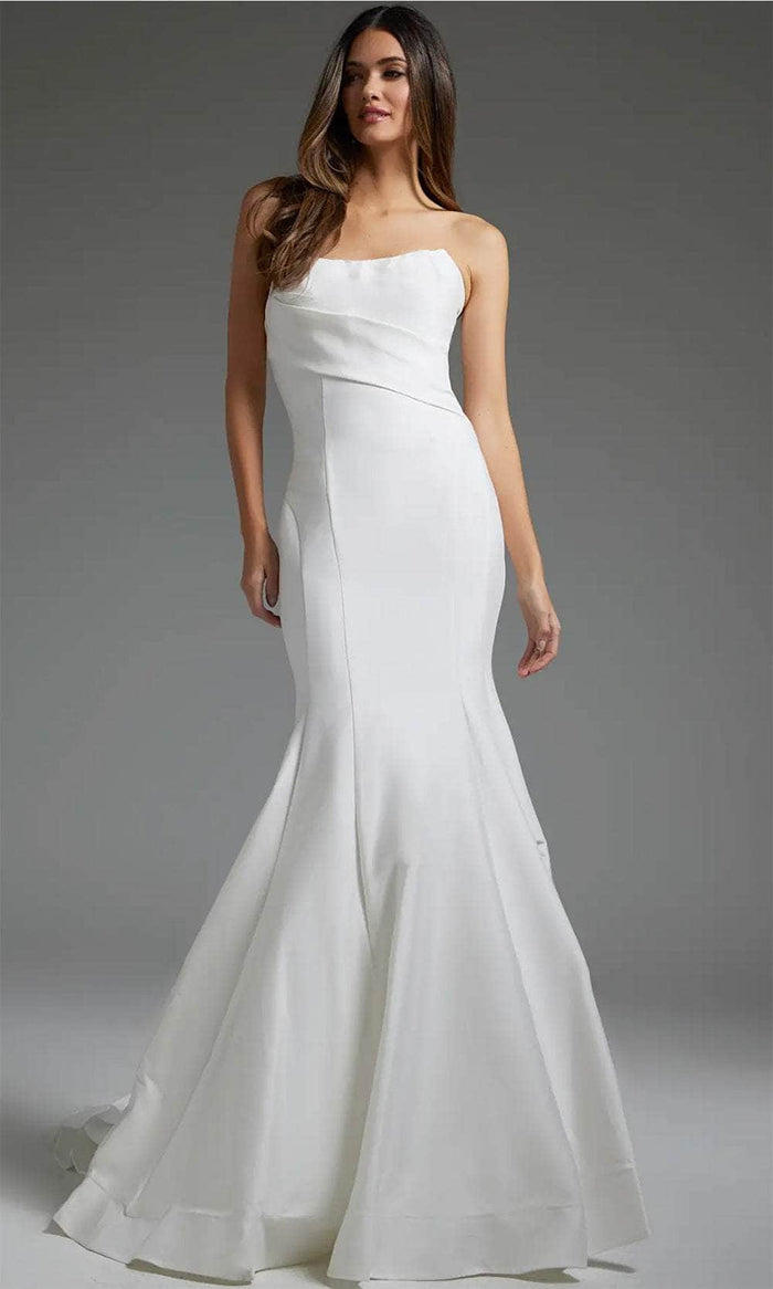 Jovani JB24282 - Strapless Mikado Bridal Gown Wedding Dresses 00 / White