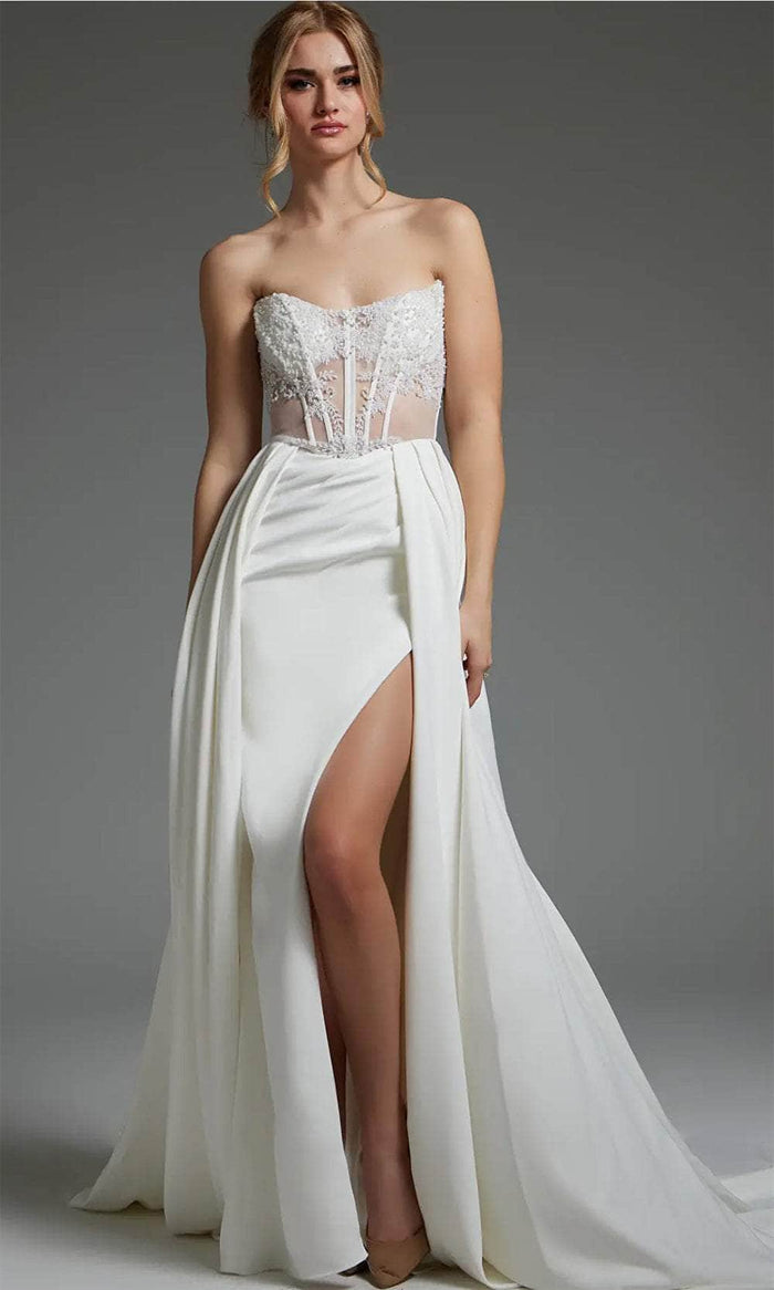 Jovani JB37128 - Corset Overskirt Bridal Gown Bridal Dresses 00 / Ivory