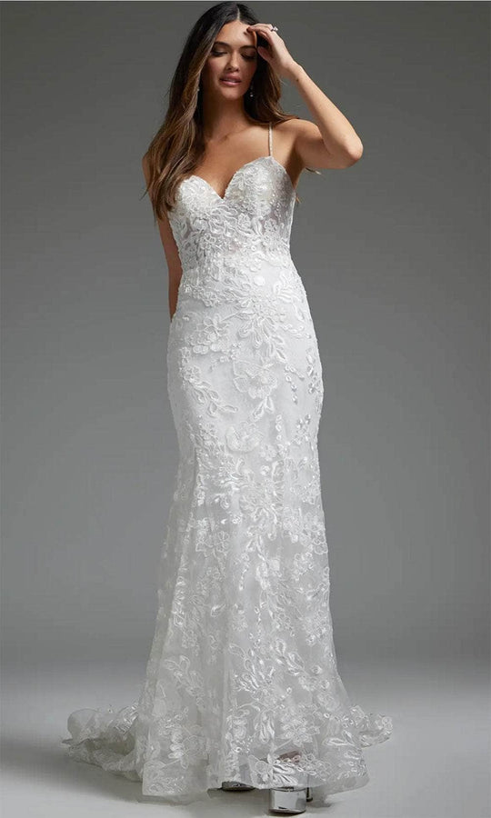 Jovani JB37538 - Floral Embroidered Bridal Gown