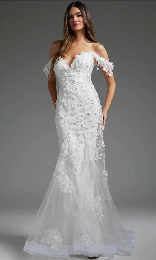 Jovani JB38224 - Applique Off Shoulder Bridal Gown