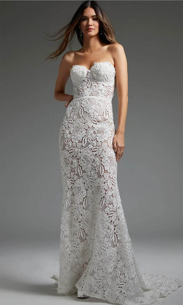Jovani JB38271 - Lace Corset Bridal Gown Bridal Dresses 00 / Off-White