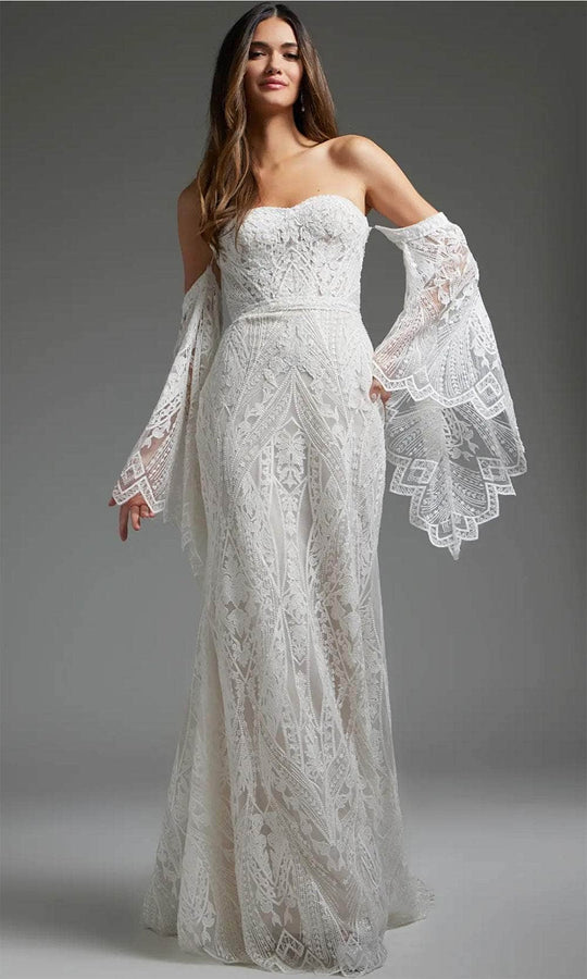 Jovani JB39162 - Bell Sleeve Lace Bridal Gown