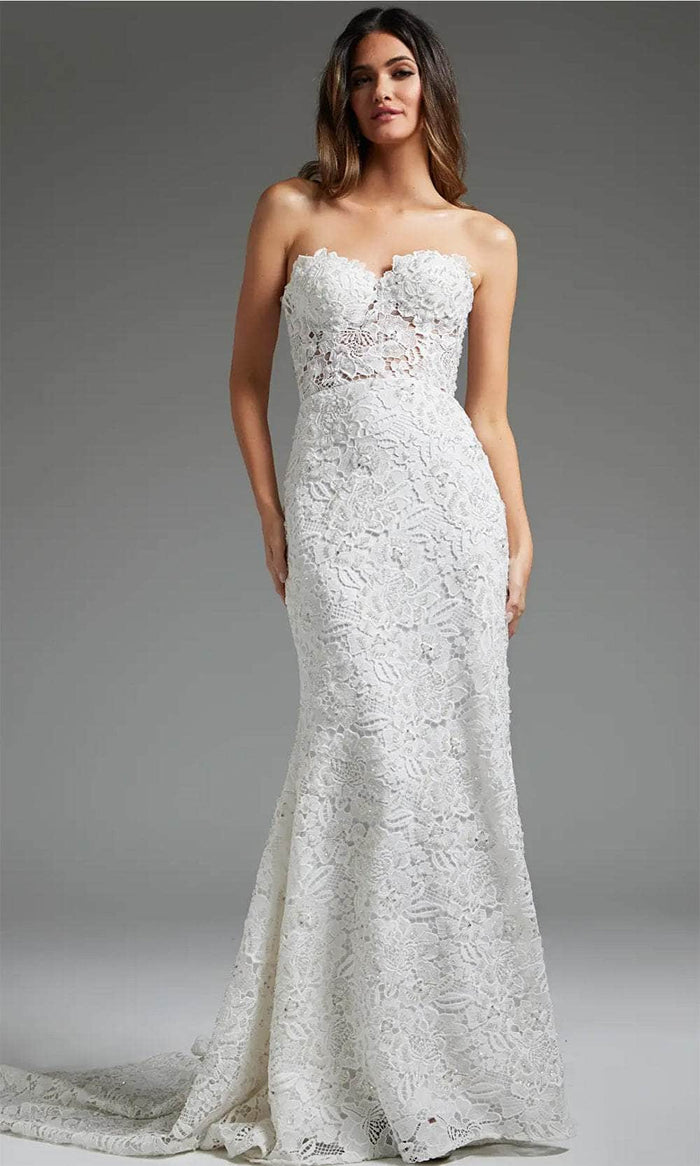 Jovani JB39733 - Lace Bodice Bridal Gown Bridal Dresses 00 / Off-White