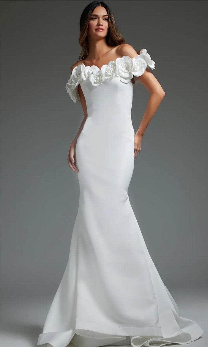 Jovani JB40594 - Rosette Mermaid Bridal Gown Bridal Dresses 00 / Off-White