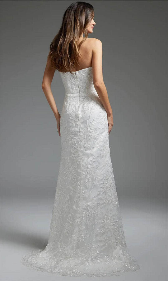 Jovani JB40608 - Allover Beaded Asymmetric Bridal Gown