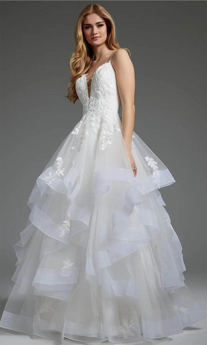 Jovani JB41002 - Sleeveless Sequin Appliqued Bridal Gown Bridal Dresses 00 / Off-White