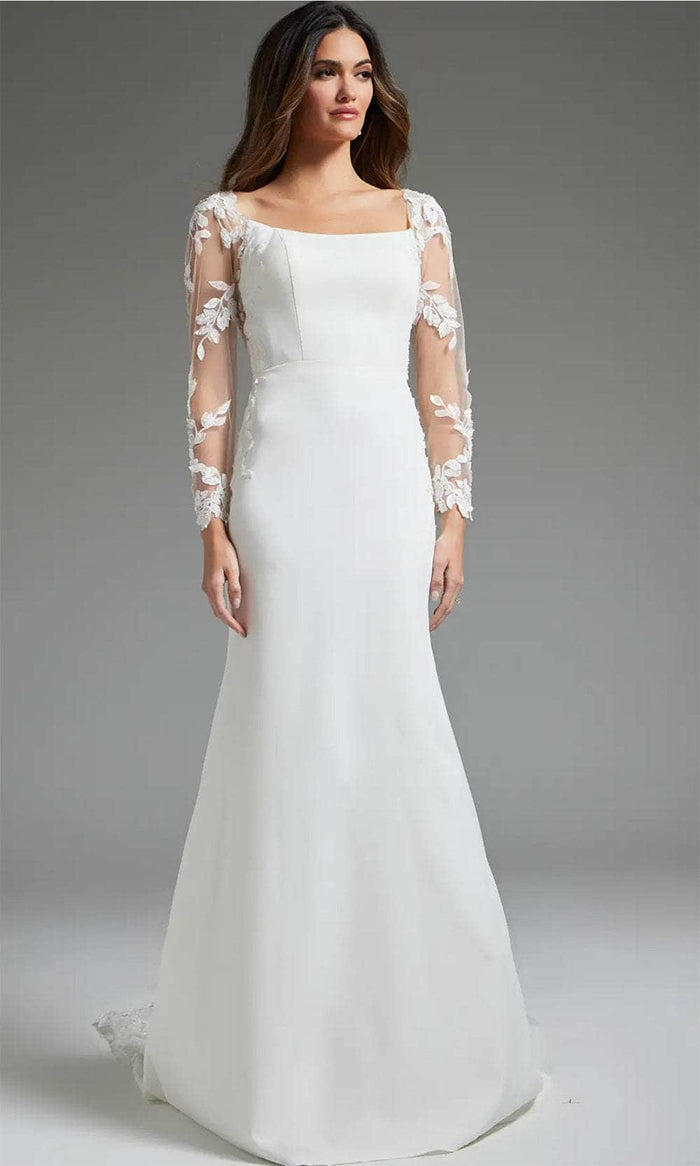 Jovani JB42297 - Leaf Appliqued Square Neck Bridal Gown Couture Candy Jovani JB42297 - Leaf Appliqued Square Neck Bridal Gown Couture Candy