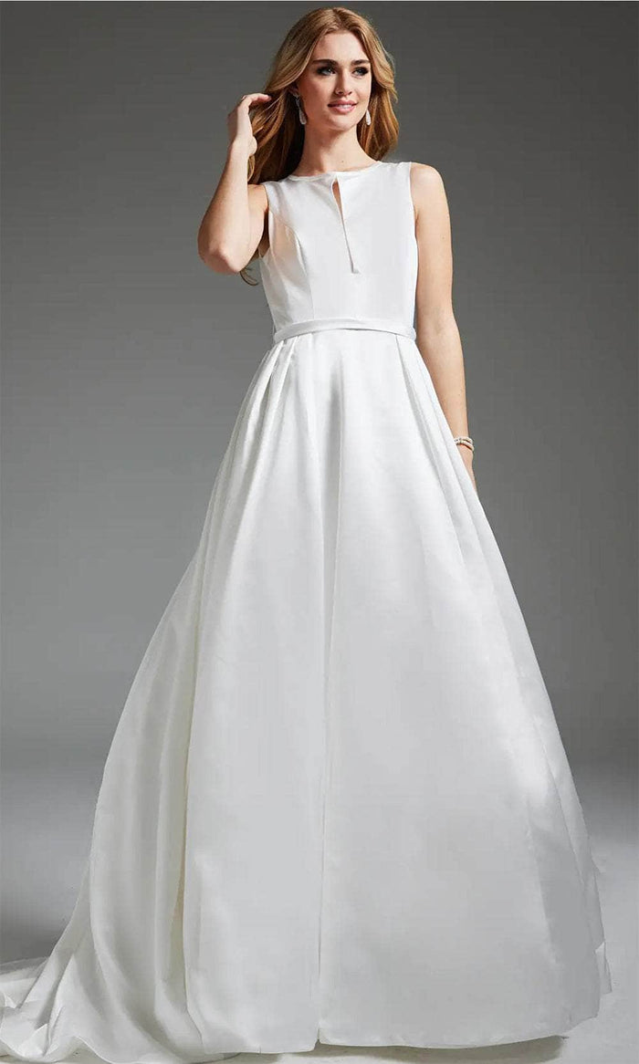 Jovani JB42319 - Jewel Neck Front Keyhole Bridal Gown Bridal Dresses 00 / Ivory
