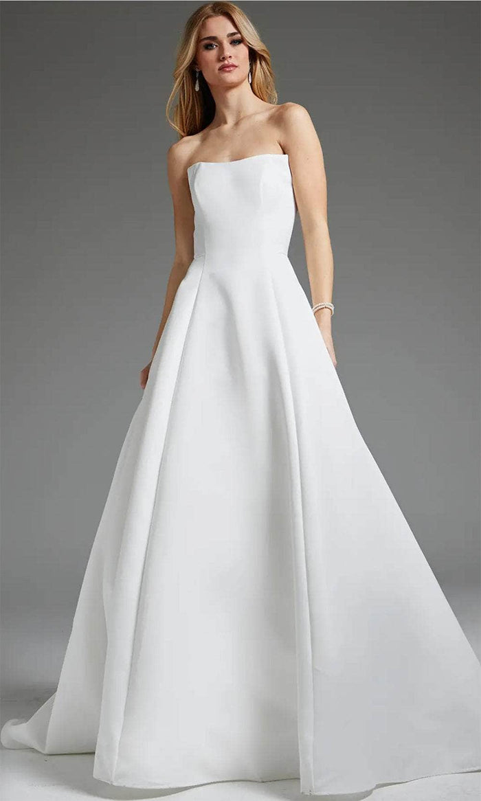 Jovani JB42346 - Strapless Seamed Bodice Bridal Gown Bridal Dresses 00 / Off-White
