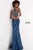 Jovani JVN02746ASC - Halter Embroidered Top Prom Dress Special Occasion Dress 6 / Navy