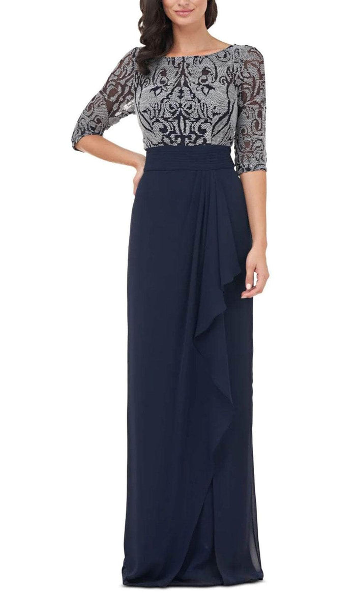Js Collections 8612413 - Embroidered Quarter Sleeve Long Dress Special Occasion Dress 2 / Cloud Navy