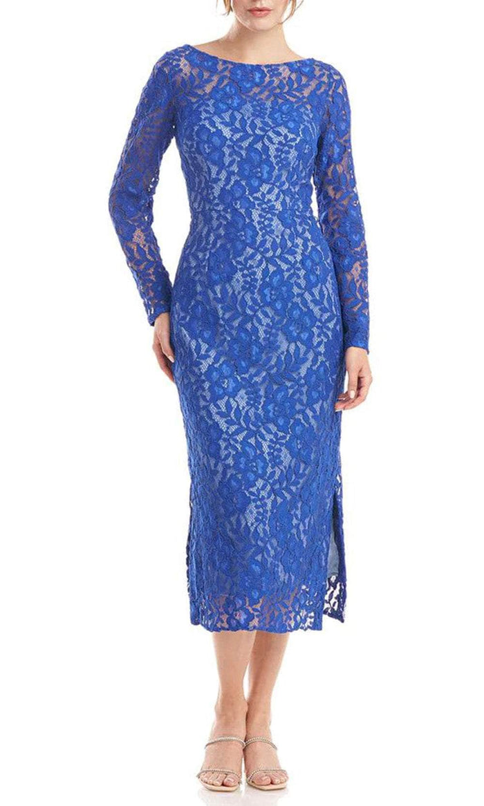 Js Collections 8616611 - Long Sleeve Lace Knee-Length Dress Special Occasion Dress 4 / Lapis Blue