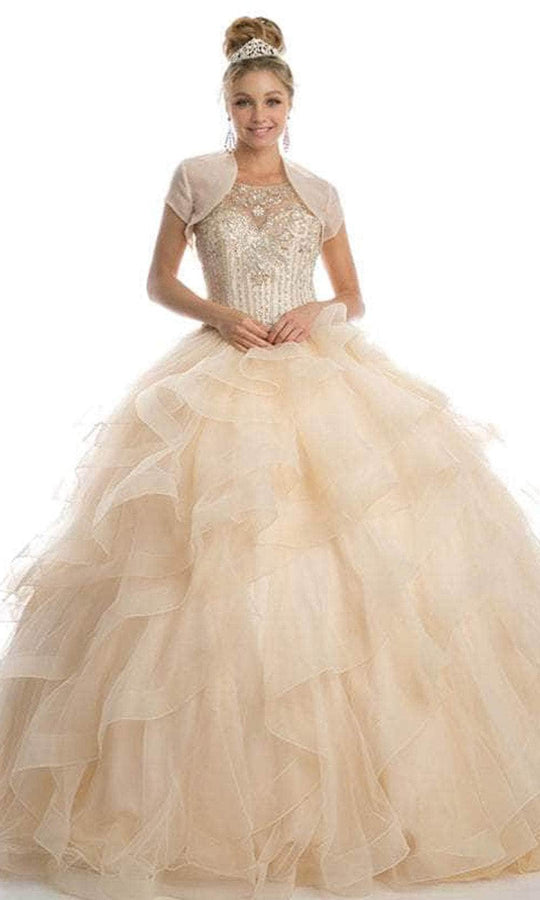 Juliet Dresses 1423 - Ruffled Beaded Scoop Quinceanera Gown
