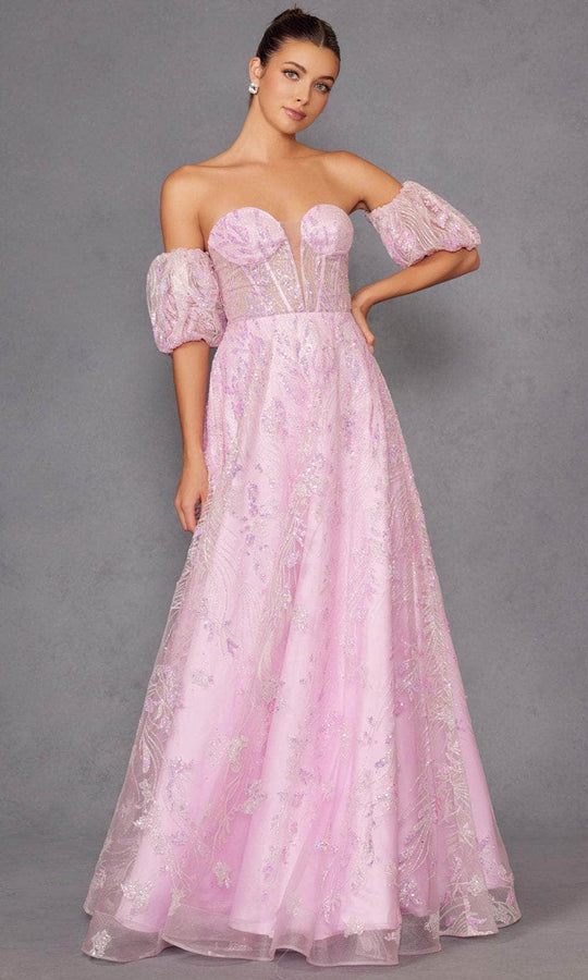 Juliet Dresses 2404 - Sequin Embroidered A-Line Gown