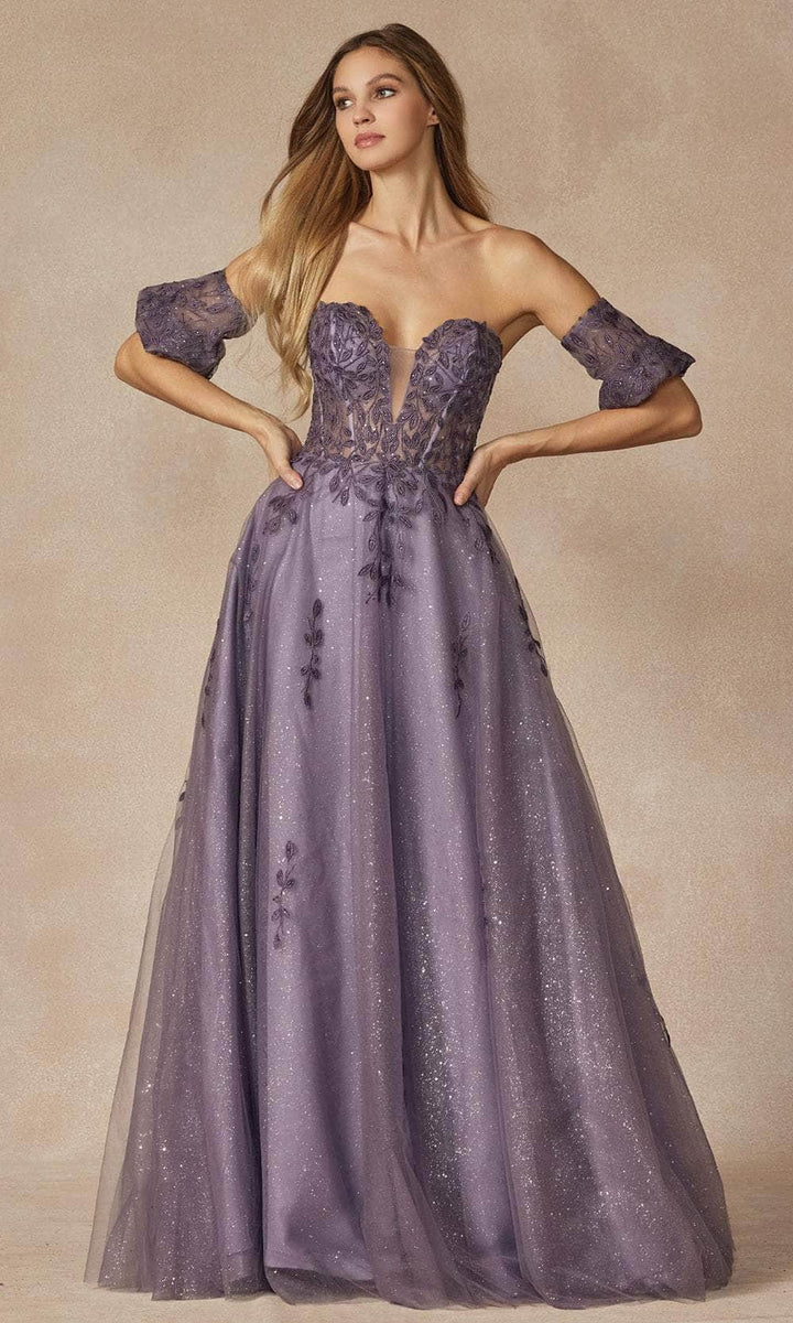 Juliet Dresses 2409 - Plunging Leaf Embroidered Ballgown – Couture Candy