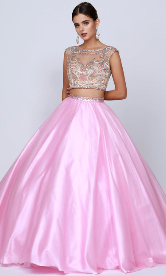 Juliet Dresses 338 - Beaded Illusion Neckline Ballgown