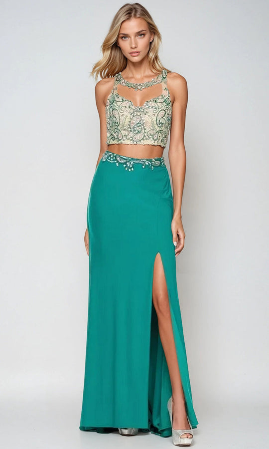 Juliet Dresses 595 - Two Piece Embellished Sheath Gown