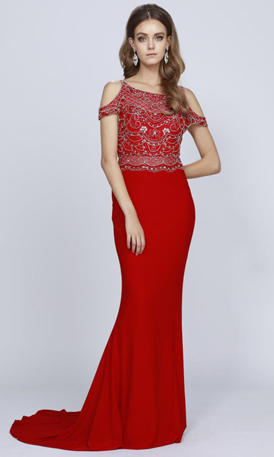 Juliet Dresses 660 - Cold Shoulder Long Sheath Gown