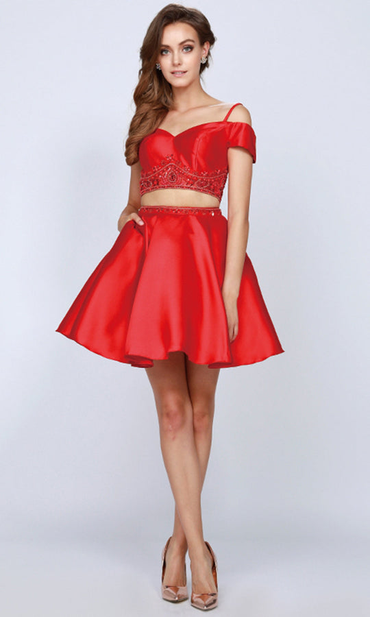 Juliet Dresses 790 - Cold Shoulder Two Piece Mini Dress