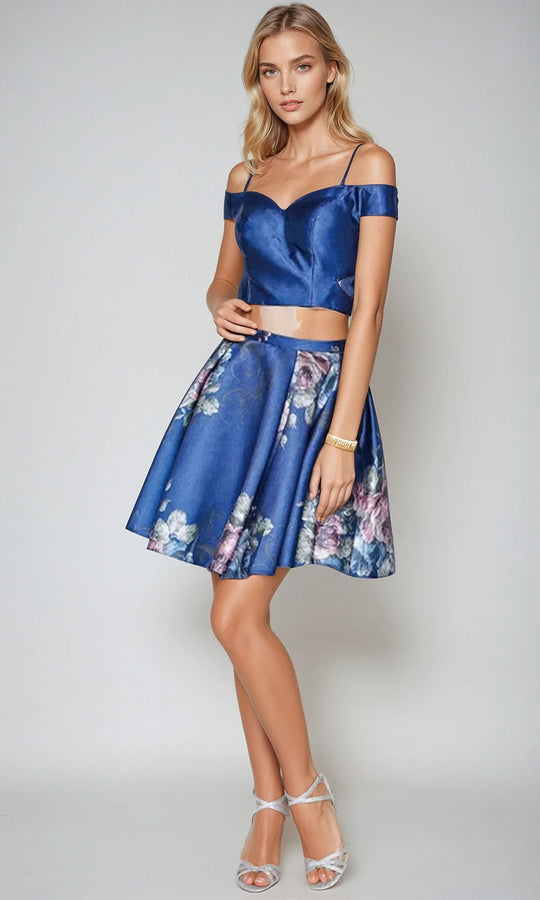 Juliet Dresses 798 - Off Shoulder Floral Two Piece Dress