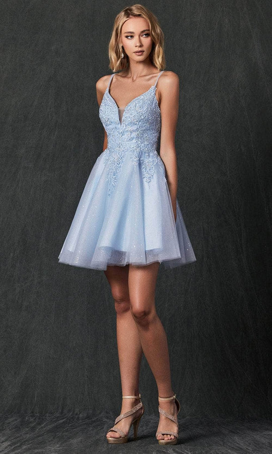 Juliet Dresses 857 - Embroidered Babydoll Cocktail Dress