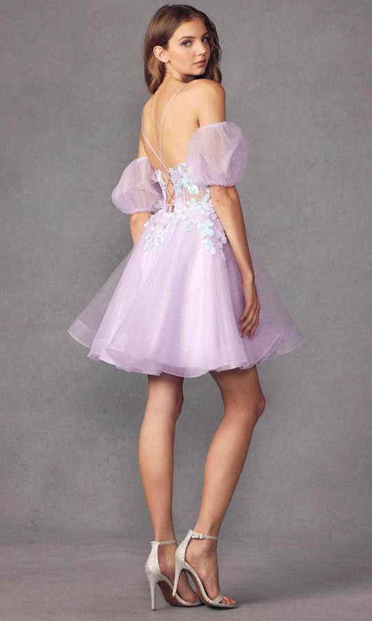 Juliet Dresses 901 - V-Neck 3D Butterfly Embroidered Cocktail Dress