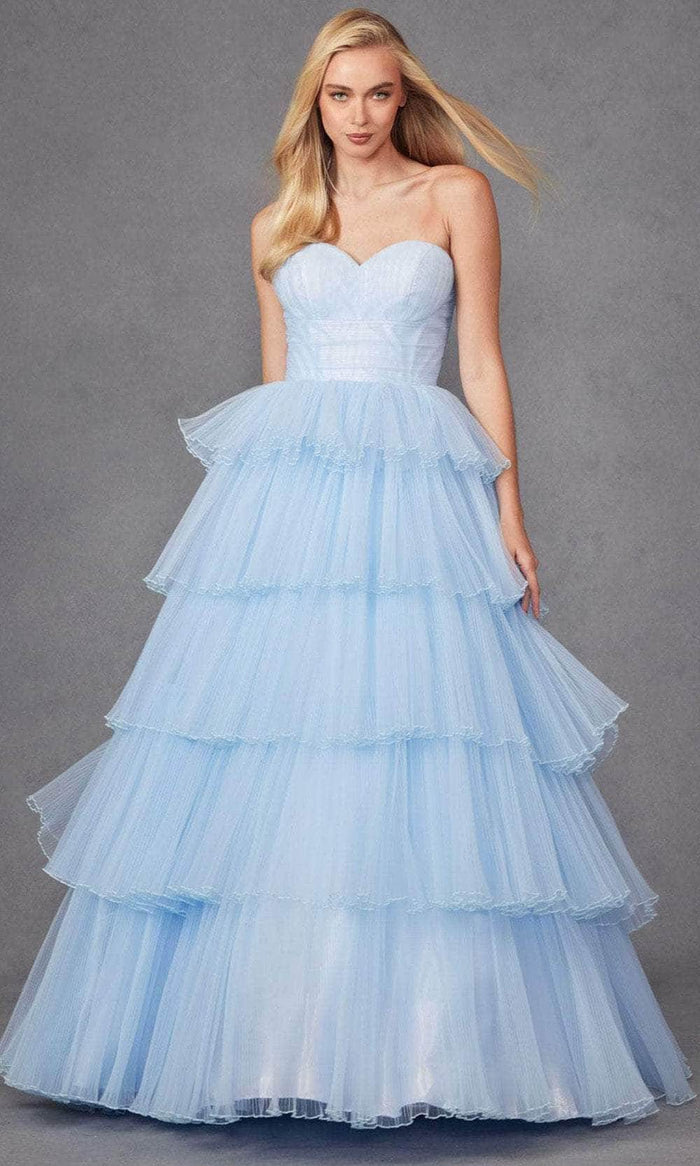 Juliet Dresses JT2452K - Strapless Sweetheart Neck Ballgown Prom Dresses XS / Ice Blue