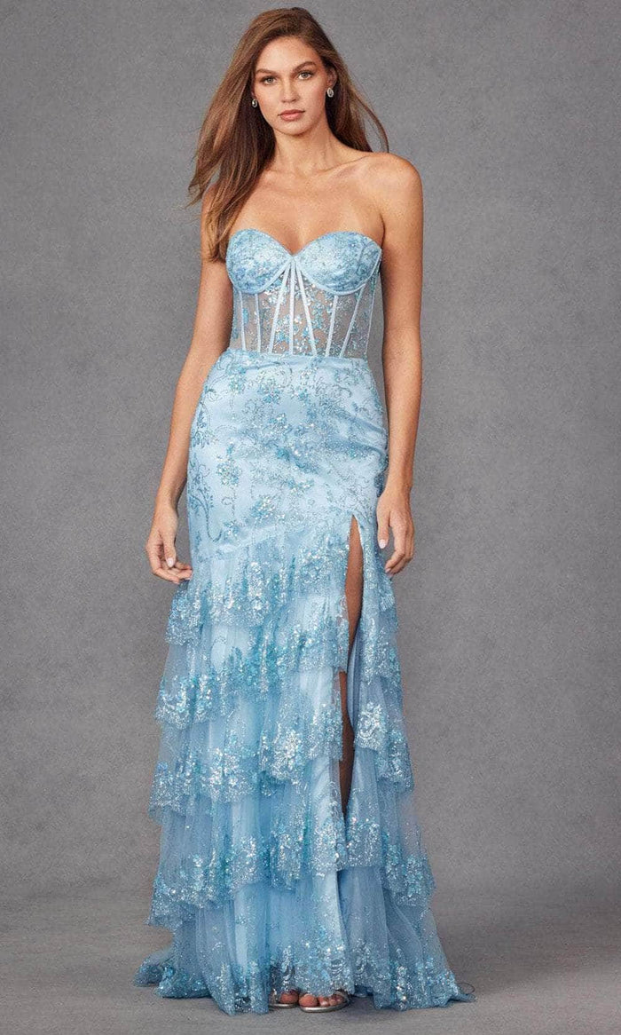 Juliet Dresses JT2455K - Bead Embellished Corset Bodice Prom Gown Prom Dresses XS / Powder Blue