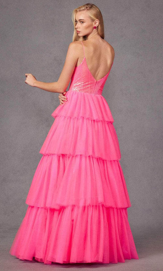 Juliet Dresses JT2457H - Sequin Embellished Plunging Neck Ballgown