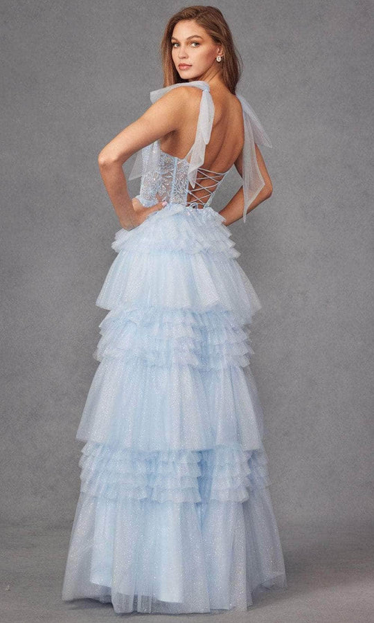 Juliet Dresses JT2465A - Bow Straps Ruffled A-Line Prom Gown