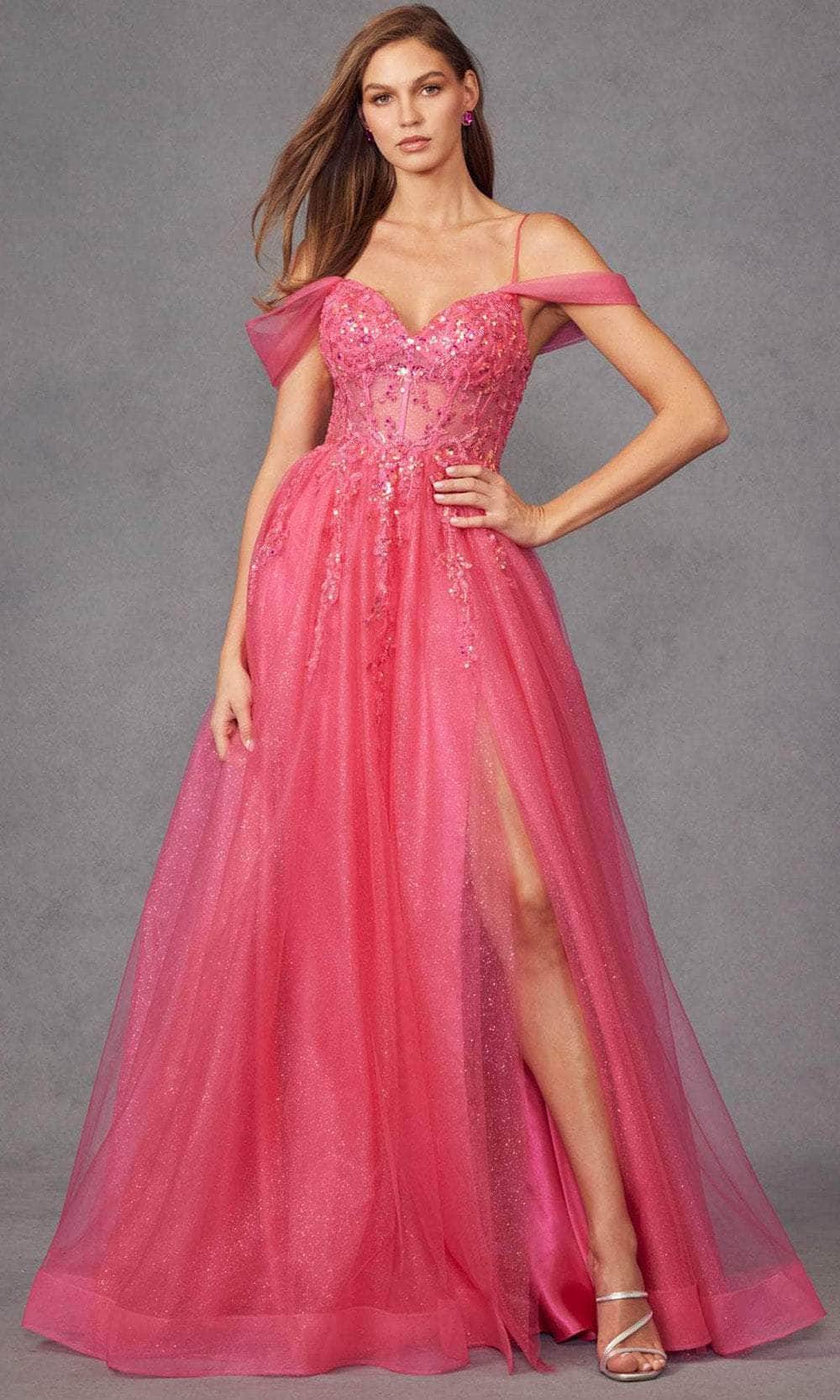 Juliet Dresses JT2466A - Cold Shoulder Sequin Appliqued Prom Gown ...