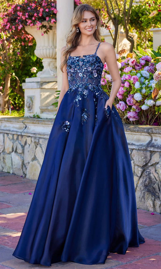 Juliet Dresses JT2617U - Floral Sheer A Line Prom Dress