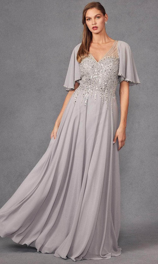 Juliet Dresses JTM14F - Flutter Sleeve Chiffon Prom Gown