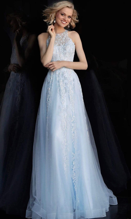 JVN by Jovani - JVN64157 Sleeveless Lace Embroidered Tulle Gown