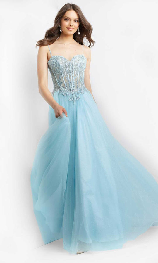 JVN by Jovani - JVN07394 Lace Appliqued Corset Gown