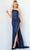 JVN by Jovani JVN08483 - Asymmetric Backless Prom Gown Special Occasion Dress 00 / Navy