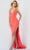 JVN by Jovani JVN08695 - V-Neck Prom Gown with Slit Special Occasion Dress 00 / Coral
