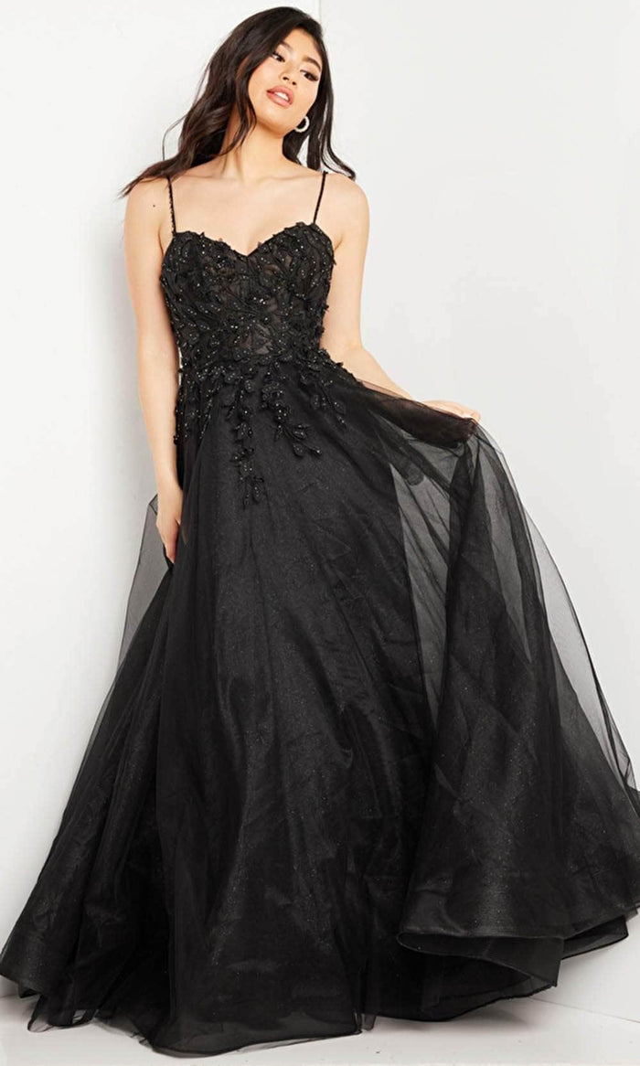 JVN by Jovani JVN25825 - Sleeveless Embroidered Prom Dress Prom Dresses 00 / Black