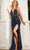 JVN by Jovani JVN37451 - Embroidered Plunging V-Neck Prom Dress Prom Dresses 00 / Navy
