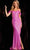 JVN by Jovani JVN37452 - Sequined High Slit Prom Gown Special Occasion Dress 00 / Hot-Pink