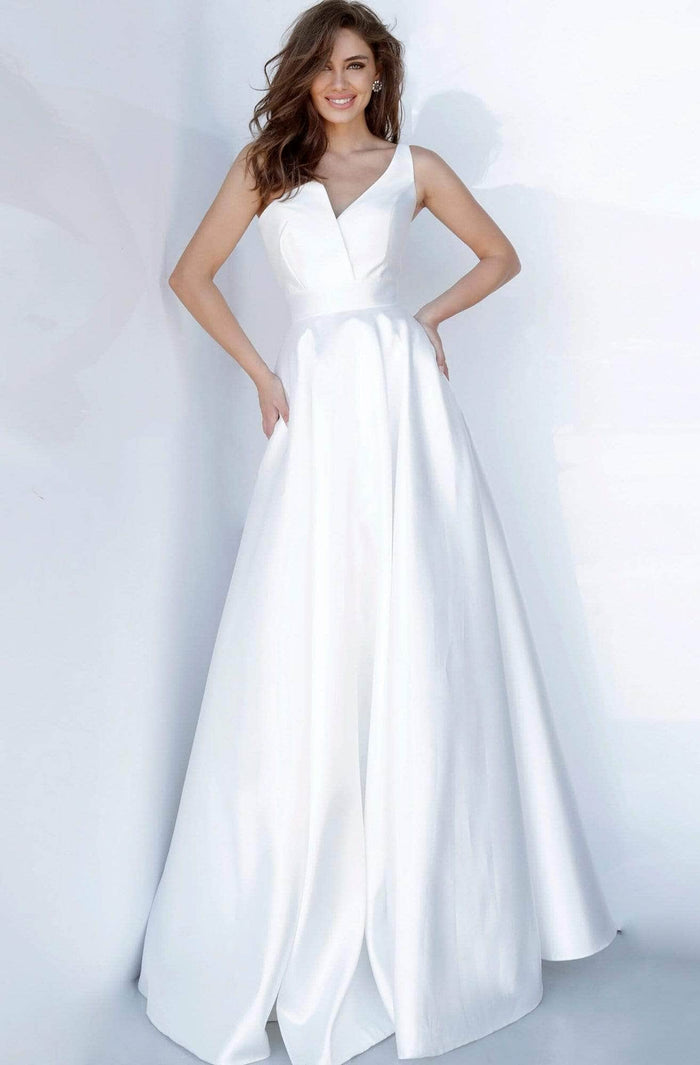 JVN by Jovani JVN3930SC - Sleeveless A-line Prom Gown Wedding Dresses 20 / White