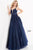 JVN by Jovani - JVN4271 Illusion Paneled Corset Bodice Long Gown Prom Dresses 00 / Navy
