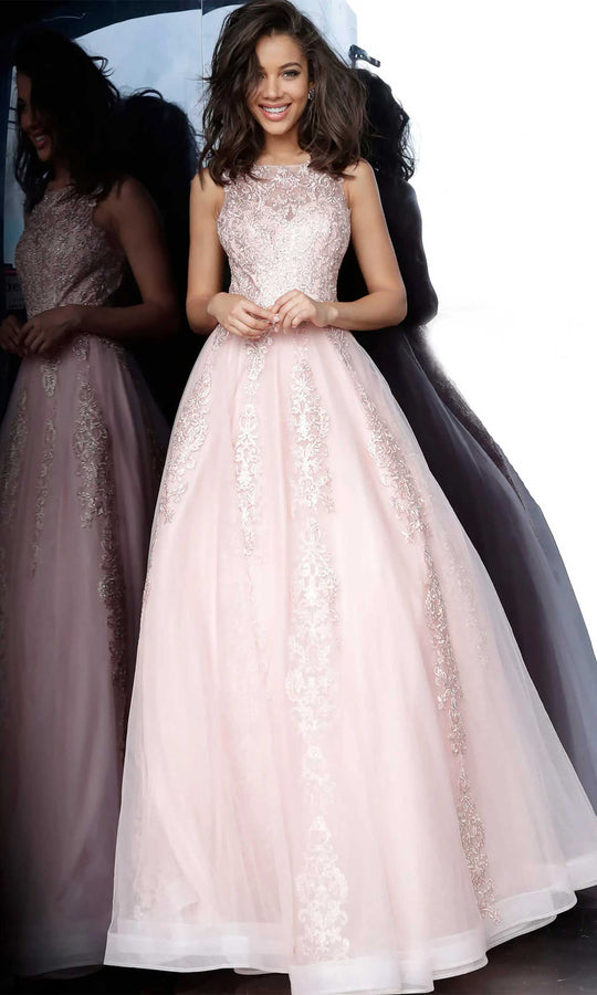 JVN by Jovani - JVN59046 Embellished Sleeveless Modest Prom Tulle Gown
