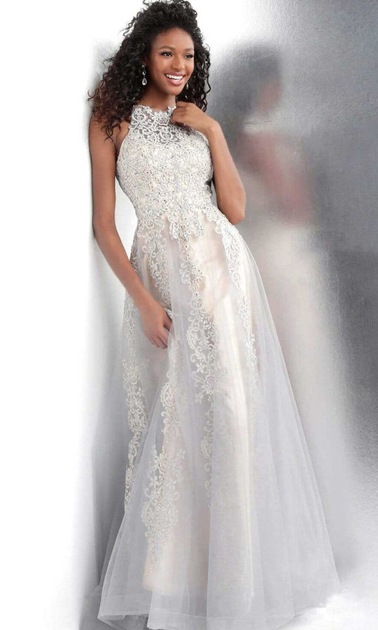 JVN by Jovani - JVN64157 Sleeveless Lace Embroidered Tulle Gown