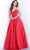 JVN by Jovani JVN67051 - Embroidered Bodice Prom Gown Special Occasion Dress 00 / Red