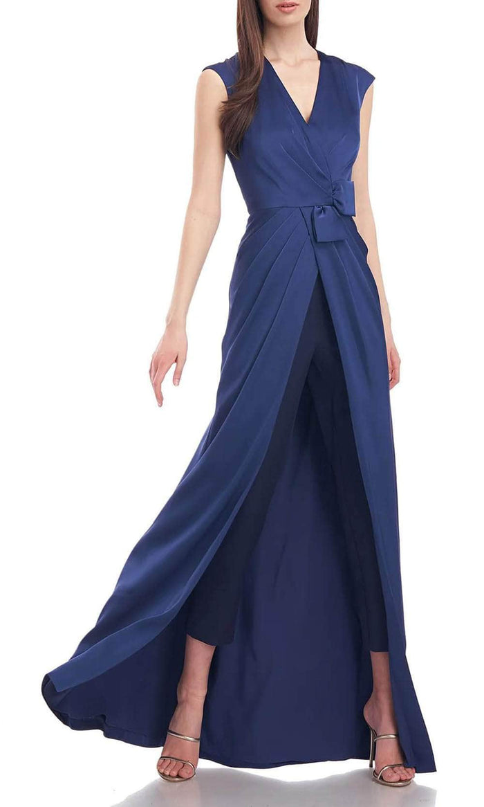 Kay Unger 5545927 - Cap Sleeve Jumpsuit with Overskirt Special Occasion Dress 2 / Midnight
