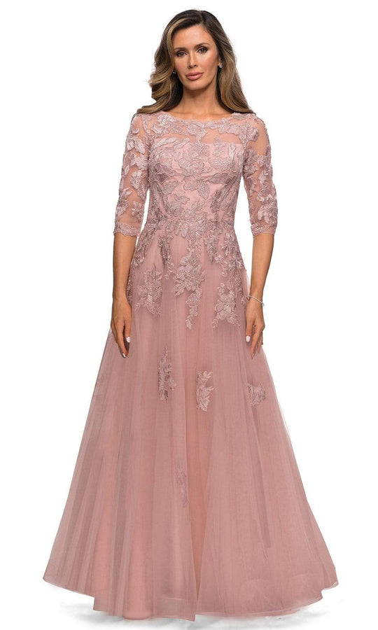 La Femme - 27922 Beaded Lace Tulle A-line Gown