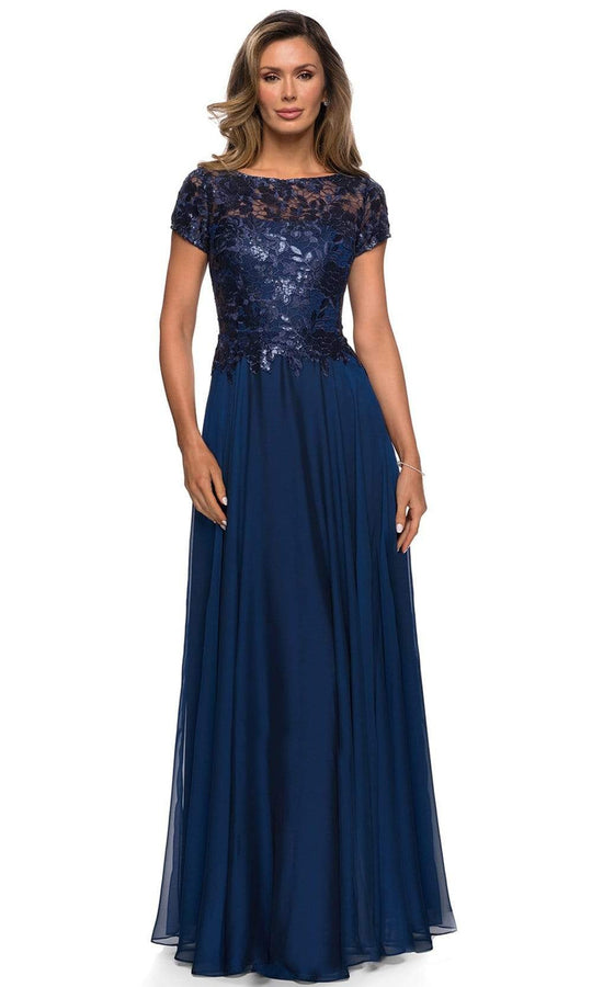 La Femme - 27924 Sequined Lace A-Line Mother of the Bride Dress
