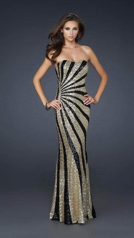 La Femme - 17456 Strapless Sequined Prom Dress Evening Dresses 6 / Gold/Black