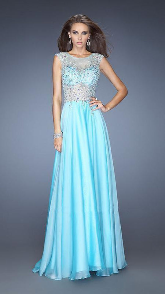 La Femme Gigi - 20074 Lavishly Embellished Illusion Bateau A-Line Gown